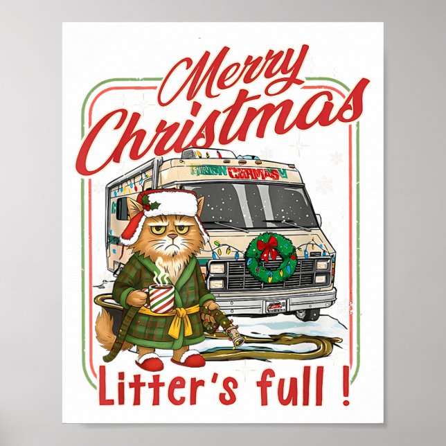 Póster Litter's Full Merry Christmas Funny Cat Lovers Hol (Frente)