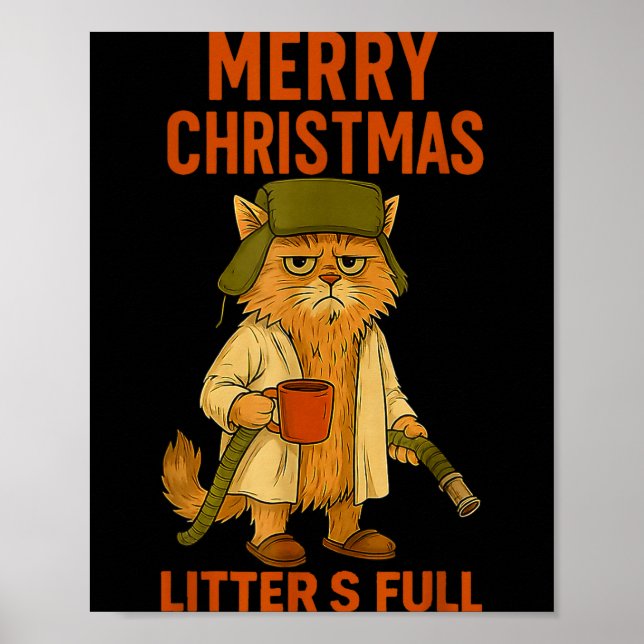 Póster Litter's Full Merry Christmas Funny Cat Lovers Hol (Frente)