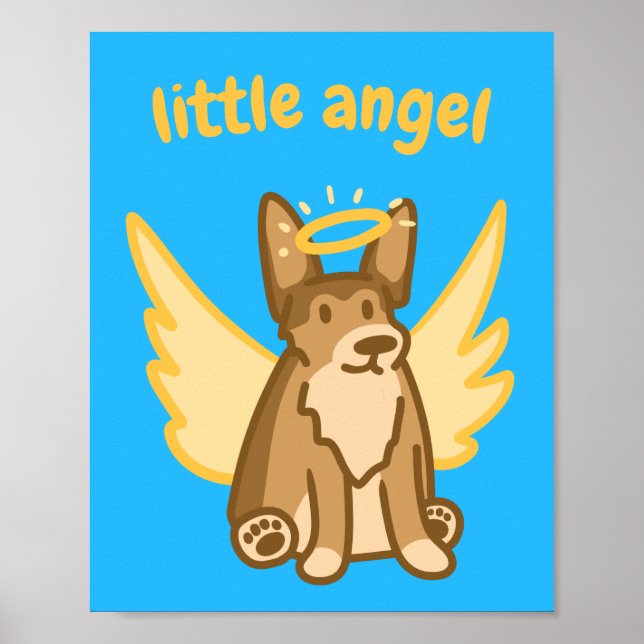 Póster "Little Angel" Angelic Corgi (Frente)