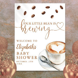 Póster Little Bean Brewing Coffee Baby Shower Welcome