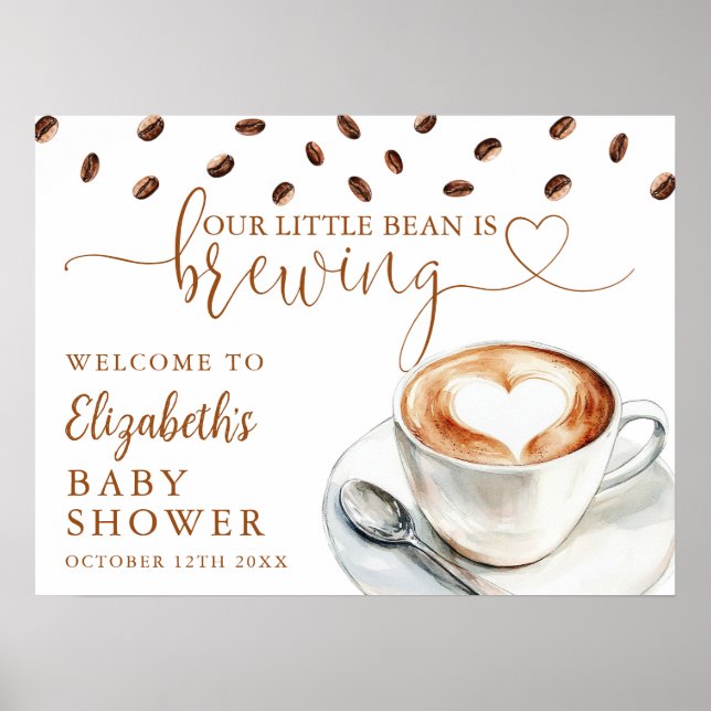 Póster Little Bean Coffee Baby Shower Welcome Sign (Frente)