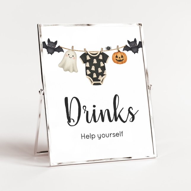 Póster Little Boo Clothesline Baby Shower bebe Rótulo (Halloween Little Boo Clothesline Baby Shower Sign)