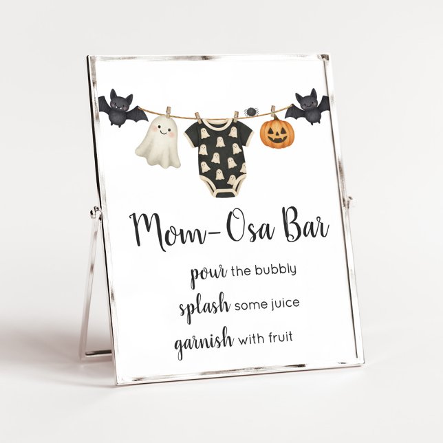 Póster Little Boo Clothesline Baby Shower MomOsa Bar Rótu (Halloween Little Boo Clothesline Baby Shower Sign)