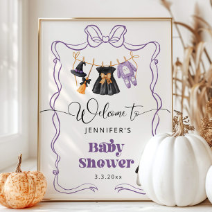 Póster Little Boo es bienvenida a Baby Shower con ropa de