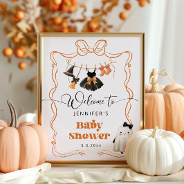 Póster Little Boo es bienvenida a Baby Shower con ropa de