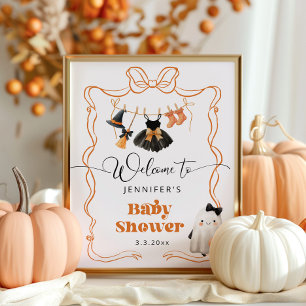 Póster Little Boo es bienvenida a Baby Shower con ropa de