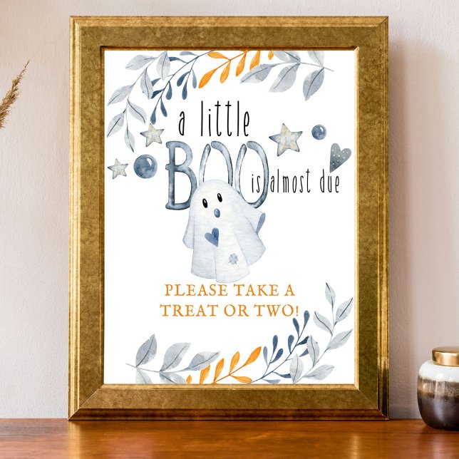 Póster Little Boo Halloween Baby Shower Favor (Little Boo halloween party sign)
