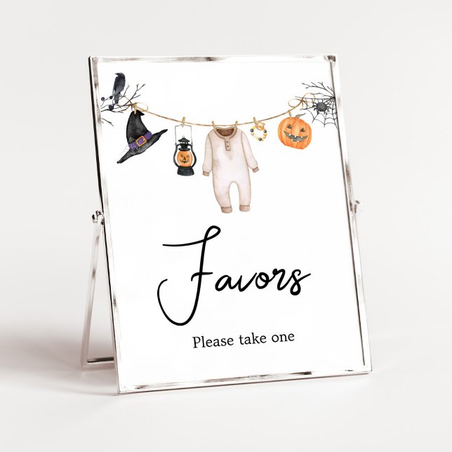 Póster Little Boo Halloween Baby Shower Favores (Halloween Baby Clothes Baby Shower Favors Sign)