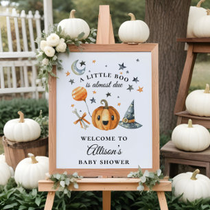 Póster Little Boo Halloween Baby Shower Welcome Sign
