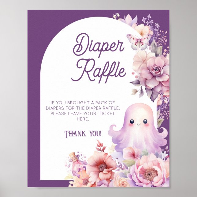 Póster Little Boo Halloween Diaper raffre Baby Shower (Frente)