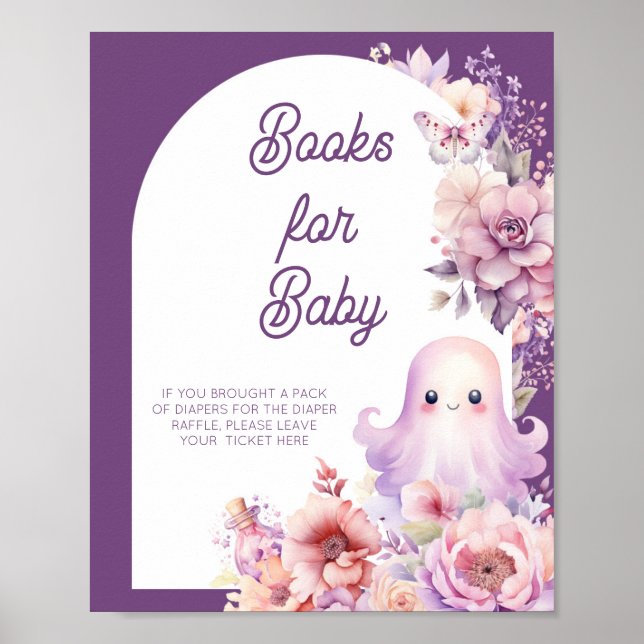 Póster Little Boo Halloween Fall Floral Books para el beb (Frente)