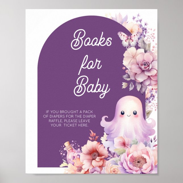 Póster Little Boo Halloween Fall Floral Books para el beb (Frente)