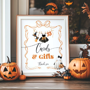 Póster Little Boo Halloween Tarjetas de línea de ropa y r