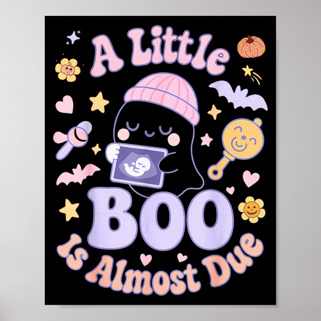 Póster Little Boo Is Almost Due Fun Halloween Cute Pregna (Frente)