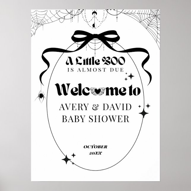 Póster Little Boo Minimal Gothic Halloween Baby Shower (Frente)