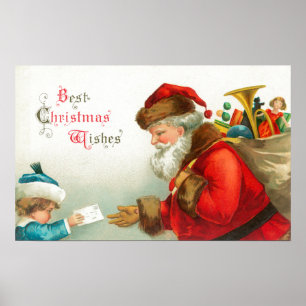 Póster Little Boy que da a Santa una letra