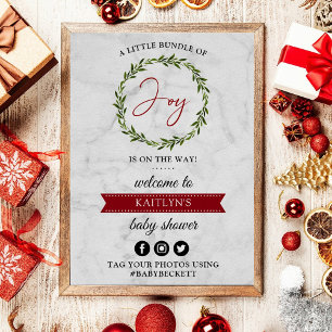 Póster Little Bundle Of Joy Christmas Baby Shower Welcome