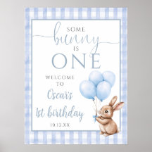 Little Bunny Blue 1st Birthday Welcome Sign
