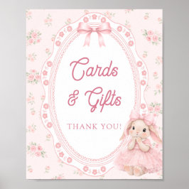 Póster Little Bunny Bow Baby Shower Cards and Gifts