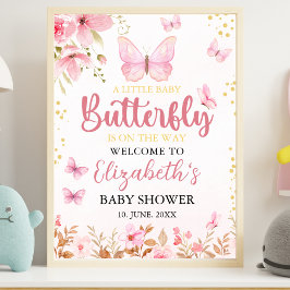 Póster Little Butterfly is on the Way, Baby Shower Girl