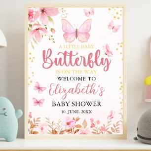 Póster Little Butterfly is on the Way, Baby Shower Girl
