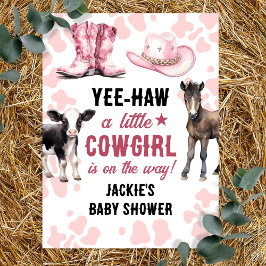 Póster Little Cowgirl Pink Rodeo Baby Shower