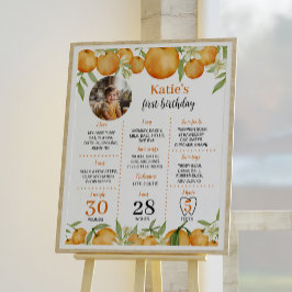 Póster Little Cutie Citrus Primer Rótulo de cumpleaños