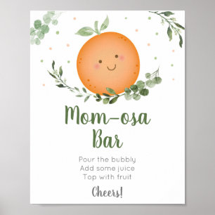 Póster Little Cutie Greenery Baby Shower Mom-osa Bar