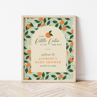 Póster Little Cutie Orange Citrus Baby Shower Welcome