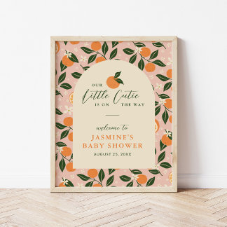 Póster Little Cutie Orange Citrus Baby Shower Welcome