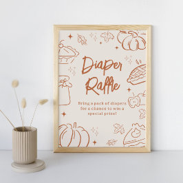 Póster Little Cutie Pie Baby Shower Diaper Raffle Sign
