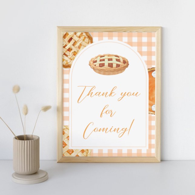 Póster Little Cutie Pie Baby Shower Gracias Rótulo (Little Cutie Pie Fall Baby Shower Thank you Sign)