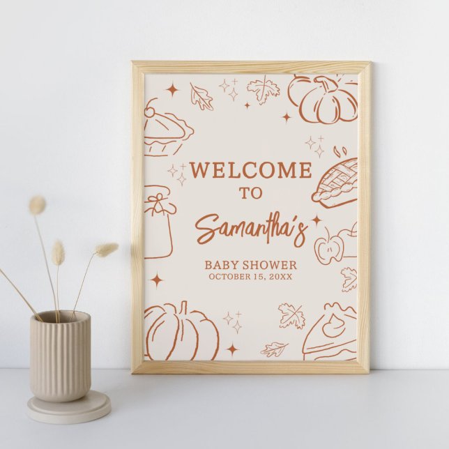 Póster Little Cutie Pie Fall Baby Shower Welcome Sign (Little Cutie Pie Baby Shower Welcome Sign)