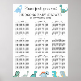 Póster Little Dinosaur Cute Baby Shower Seating Charts