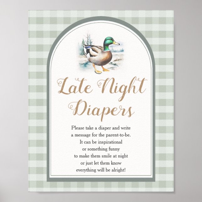 Póster Little Duckling Baby Shower Late Night Diapers (Frente)
