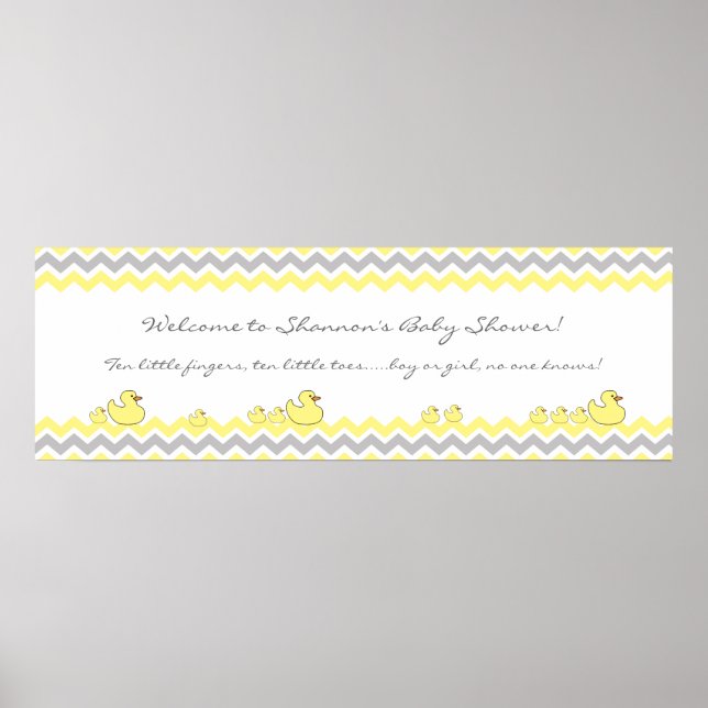 Póster Little Ducks Baby Shower Banner Welcome sign (Frente)