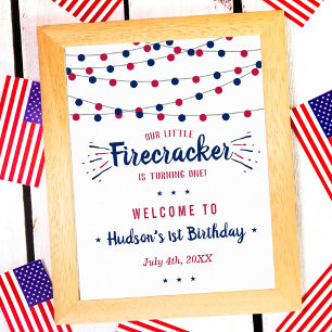 Póster Little Firecracker 4th Of July 1st Birthday