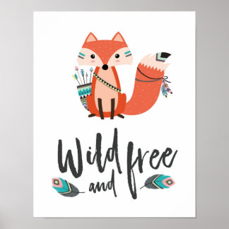 Póster Little Fox Wild and Free Poster