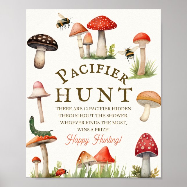 Póster Little Fun Guy Mushroom Bee Baby Pacifier Hunt (Frente)