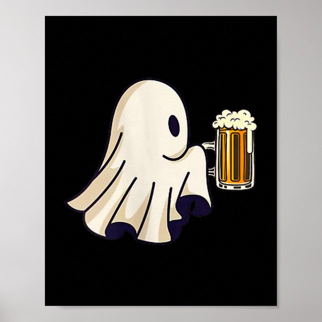 Póster Little Ghost Drinking Beer Funny Halloween Costume (Frente)