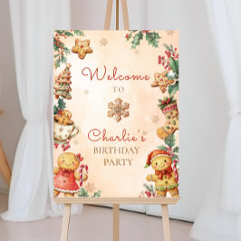 Póster Little Gingerbread Birthday Christmas Welcome 