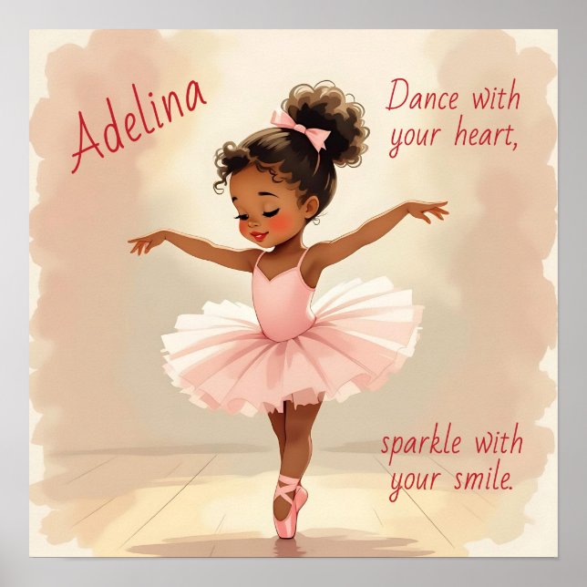 Póster Little Girl Ballerina in Pink Tutu Personalized (Frente)
