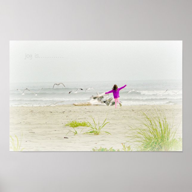 Póster Little girl running on beach Poster (Frente)