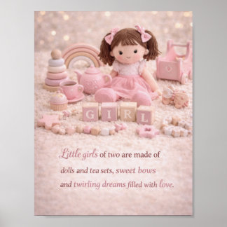 Póster  Little Girl Toy Poster – Sweet as Two Years Old 