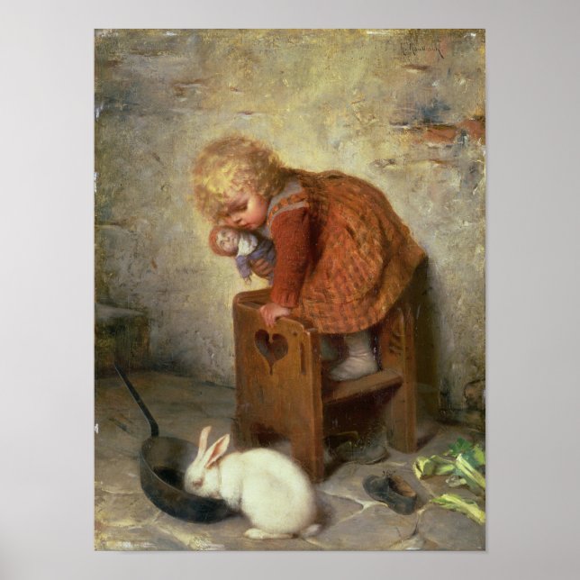 Póster Little Girl with a Rabbit (Frente)