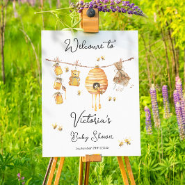 Póster Little Honey Bee Baby Shower clothline