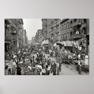 Póster Little Italy - Mulberry Street - New York 1900