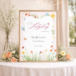 Póster Little Ladybug Wildflower Baby Shower Welcome
