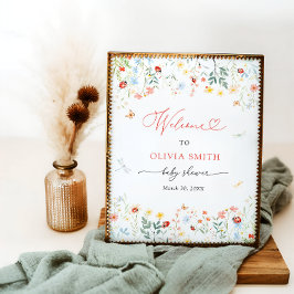 Póster Little Love Bug Cute Garden Bienvenida Baby Shower