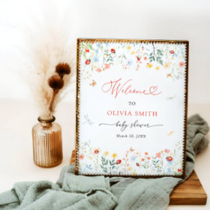 Póster Little Love Bug Cute Garden Bienvenida Baby Shower